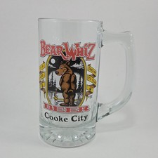 Vintage 1987 Bear Whiz Beer Mug Barware Glass Funny Alcohol Advertising Cup picture