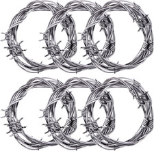 49 Foot Silver Fake Rusted Barbed Wire Decoration 6 Pcs Halloween Plastic Barb W picture