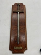 Decorative Excalibur Sword with Wooden Wall Plaque Letter Opener Vintage picture