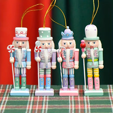 4-Pack Pastel Christmas Nutcracker Soldier Figures Tree Hanging Ornaments picture