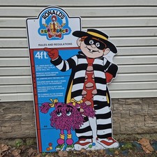 McDonald`s Hamburglar/Fry Kid Play Place Sign Fast Food Vtg Advertising 1990 picture