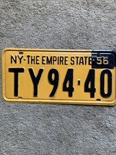1956 New York  License Plate - TY 9440 - Nice picture