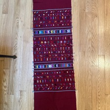 Guatemalan Table Runner” X 46 “ maroon Colorful Hand Embroidery Handwoven picture
