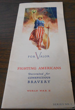 WWII FOR VALOR FIGHTING AMERICANS POSTER STAMP BOOKLET BONDS VTG. SERIES NO. 1 picture