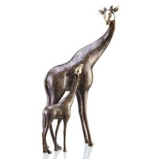 Cute Giraffe Mama And Baby Home Decorative Collectible Figurine - Brass picture