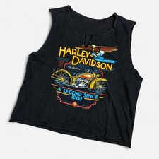 Vintage 80s Harley Davidson black cut off tee Docs St Louis Chopped Sleeveless picture