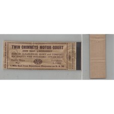 Matchbook Cover Twin Chimneys Motor Court Cheyenne WY #2 picture