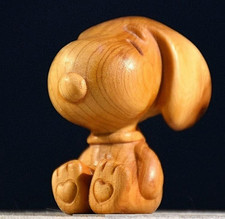 Snoopy Wooden Figure Solid Oak Wood Mini Figurine Peanuts Carved Wood Home Decor picture