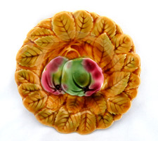 Vintage SARREGUEMINES France Majolica Fruit Plate ~ APPLES picture