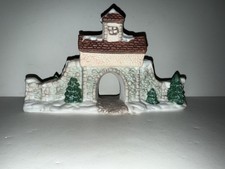 Vintage Santa's Best Christmas In Vermont Wooden Bridge W Clock Snow Village picture