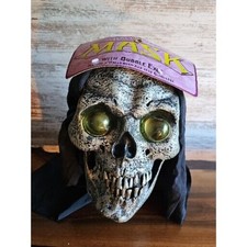 1998 Paper Magic Group Halloween Mask Skeleton Scary with Bubble Eyes Hood NOS  picture