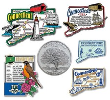Connecticut Six-Piece State Magnet Set by Classic Magnets, Includes 6 Designs picture