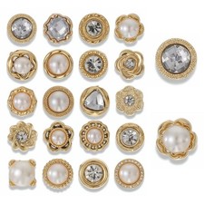 20 PCS Women Shirt Brooch Buttons, Removable 0.4 inch, Gold and White picture