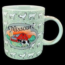 Vintage Missouri Souvenir Ceramic Coffee Tea Mug Farm Scene Cows Barn Design picture