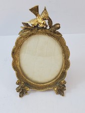 Vintage Matson F1742 61B 24kt Gold Plated Bird & Dogwood Oval Photo Frame  picture