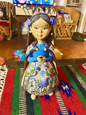 OLD VINT TAXCO MEXICO HAND PAINT SCENIC CERAMIC DOLL 17” RARE SCARCE  $1250. WOW picture