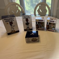 MLB Braves Ronald Acuña Jr. Pop And Bobbleheads #13 & Truist Park, 5 pc picture