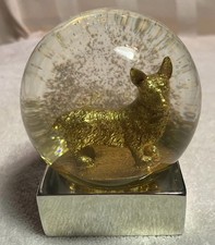 Pembroke Welsh Corgi SILVER Finish Base Snow Globe CB2 Retired picture