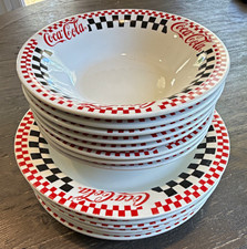 Vintage 1996 Coca-Cola Gibson Diner Dinnerware Set 15 Pc Plates Bowls picture