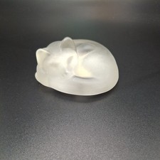 Vintage Royal Cumberland Frosted Glass Sleeping Cat Miniature 2.25