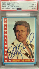 Evel Knievel (d.2007) Daredevil Stunt Man Autographed Signed 1974 Card PSA picture