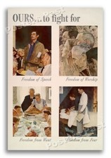 1943 “Ours . . . To Fight For” Normal Rockwell Vintage Style WW2 Poster - 24x36 picture