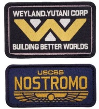 Weyland Yutani Nostromo U.S.C.S.S Alien Patch -2PC Bundle -Hook Backing -MLY7,Y8 picture