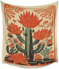 Vintage Mexican Cactus Tapestry Wall Art Colourful Mexican Art Print Traditional picture