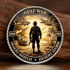 Gulf War Veteran Coin Desert Storm Shield 1990-1991 US Military Gift picture
