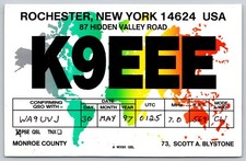 K9EEE Rochester NY QSL Postcard 1997 Amateur Radio Ham WA9UVJ A27 picture