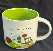 Starbucks Mug You Are Here Michigan 2015 Cherries Farming Bridge Model A Graphic picture