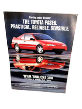 1993 Toyota Paseo Ad Practical Reliable Sensible Red Coupe Print picture