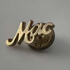 MAC Cosmetics Gold Tone Script Logo Employee Promotional Lapel Pin Tie Tack picture