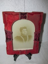 Antique Victorian Velvet Easel Tabletop Picture Frame Cabinet Card 7.5 x 6