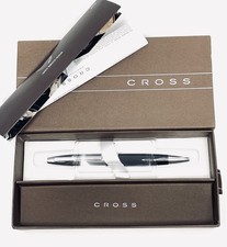 Cross Calais Chrome & Black Lacquer Ballpoint Pen ***ETCHED LOGO*** picture