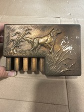 Vintage Cigarette & Match Holder Desk Top Hunting Bird Dog Rare Find Dukes Tops picture
