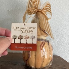 Fitz and Floyd Harvest Banquet Scented Candle in Ceramic Gourd Holder NEW 2003 picture