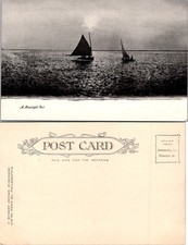 Philadelphia PA A Moonlight Sail, Black & White at Night Postcard 72444 picture