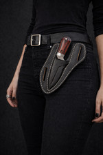 Premium High Quality Hand Stitched Fixed Blade Knife Cross Draw Sheath EDC picture