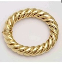 Antique & Estate 18K Yellow Gold Over Hinged Heavy Dome Bangle 7.5