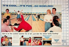 Vintage AMF Bowling Magazine Ad 1950s Family Fun Pinspotters New York Ephemera picture