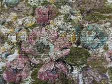 4 Vintage MCM DuPont Savallux  Floral Barkcloth panels 80x87 each  picture