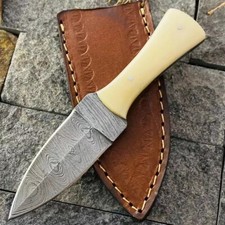 Custom Made Damascus Hunting Boot Knife /Hand Forged Damascus Steel Blade 868 picture