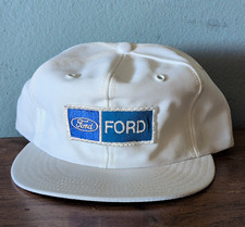 Vintage Ford Logo Promo Car White/Blue Snapback Cap Hat w/ Patch Made in USA picture
