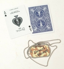 Two Original Desert Shield Ace of Spades Death Cards and Desert Storm Dog Tag picture