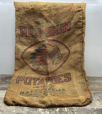 VINTAGE RED SKIN POTATOES HAYES FARMS CLEAR LAKE WI 100 LB POTATO BURLAP SACK picture