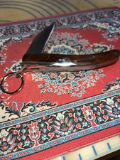 NEW NAVAJA RING PULL D2 Steel POCKET KNIFE Charred Ash Wood  Okapi Style picture