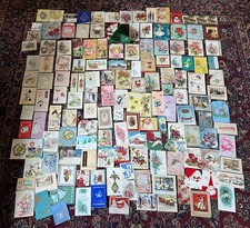 Vintage/Antique Lot 150 Greeting Cards Used Crafts 1930’s -1960’s All Occasions picture