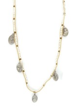 Vintage Religious Medal Necklace White Bead Cord 28