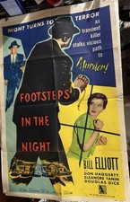 FOOTSTEPS IN THE NIGHT 1957 VINTAGE MOVIE POSTER Murder Bill Elliot Allied Art picture